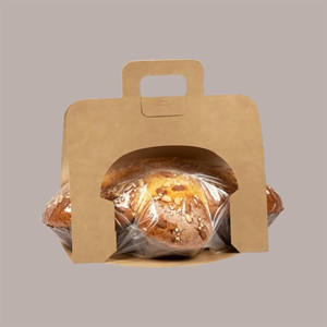 Caja de Cartón Económica de 20 Piezas, Color Avana, Forma de Maleta, 220x155x235mm, con Asa, para Alimentos, Aséptica, para Panettone de 500g - Product Image 2
