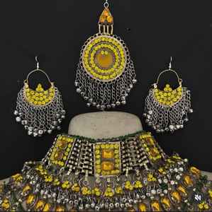 ชุดสแตนเลสสตีลสไตล์วินเทจโบราณโบราณปักลายหินเพทายประดับมุกเทียมสำหรับงานแต่งงานสไตล์อัฟกานิสถานดั้งเดิม - Product Image 4