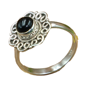 Anillo de Plata de Ley 925 con Piedra de Ónix Negro, Diseño Floral Vintage Hecho a Mano, para Mujer, Regalo de Navidad, Regalo de Año Nuevo - Product Image 1