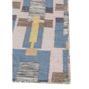 พรมขนสัตว์ทำมือลายตารางสีน้ำเงิน ทอลายเรียบ รูปแบบเรขาคณิต สำหรับตกแต่งบ้าน ห้องนั่งเล่น ADWL-13133 สำหรับวัยรุ่น - Product Image 4