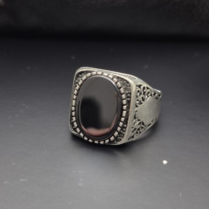 Vintage <b>Black</b> <b>Onyx</b> Silver <b>Ring</b> for <b>Men</b> Antique Turkish Ottoman Style Jewelry Custom Handcrafted 925 Sterling Silver <b>Mens</b> <b>Ring</b> - Product Image 3