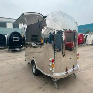 Remolque de comida remolcable de acero inoxidable totalmente equipado camión de comida rápida para perros calientes y helados con cocina completa a la venta en Europa - Product Image 2