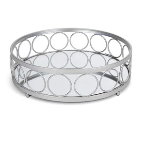 Bandeja Redonda de Servicio de Alimentos de Vidrio y Aluminio con Acabado Dorado para Cocina de Restaurante de Hotel, Bandejas de Servicio de Metal - Product Image 4