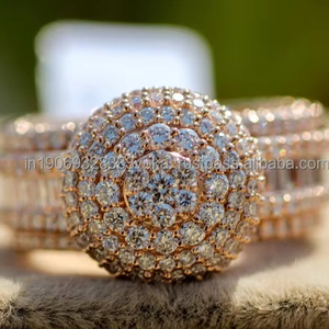 Anillo Clásico de Moissanita Estilo Hip Hop, Plata de Ley 925 Chapada en Oro, Engaste Pavé, Uso Diario, Pasa la Prueba del Diamante Simulado, Unisex - Product Image 3