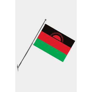 Ensemble de mât de drapeau télescopique mural du Malawi avec bannières en polyester, techniques d'impression numérique pour les graphiques - Product Image 1