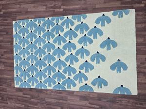 Alfombra Azul con Diseño de Pájaros, Alfombra Moderna Abstracta de Lana, Alfombra de Diseño en Color Marfil y Azul Cielo para Sala de Estar y Dormitorio - Product Image 3