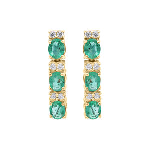 Émeraude naturelle précieuse et diamant pierres précieuses 18k or blanc massif fait à la main femmes boucles d'oreilles bijoux pour la vente en gros - Product Image 2