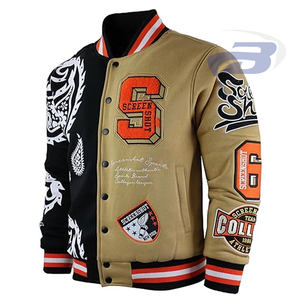 เสื้อแจ็คเก็ตวาร์ซิตี้ลายกราฟิกปักสองสีล่าสุดสำหรับผู้ชาย แจ็คเก็ตแฟชั่นแนวสตรีท แจ็คเก็ตฮิปฮอป แจ็คเก็ตแอนิเมะสไตล์วิทยาลัย - Product Image 2