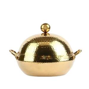 Vente en gros de casseroles rondes en acier inoxydable faites à la main de style arabe de luxe comprenant des casseroles en métal rondes - Product Image 4