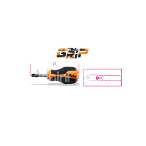 ARTE BETA. 1262N DESTORNILLADOR DE CABEZA CRUZ MUY CORTO PHILLIPS Para tornillos de cabeza cruzada Phillips. Tipo muy corto. - Product Image 1