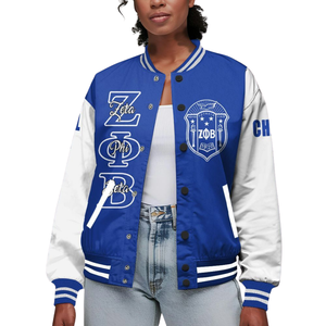 Zeta Phi Beta 1920 Fondateurs Édition Sororité Bleu Blanc Varsity Letterman Veste ZPB Vie Grecque Chenille Patch Gear - Product Image 1