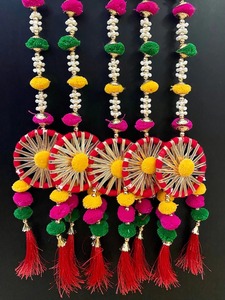 3 pies indio puerta colgante Toran decoración Haldi Mehndi Desi boda indio festivo pared colgante decorativo Puja telón de fondo para Diwali - Product Image 5