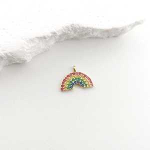 Nube Arco Iris encanto colgante 925 plata esterlina 14K chapado en oro circón bisel ajuste mujer joyería étnica para collar pendiente - Product Image 6