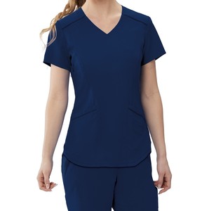 Uniformes d'infirmière unisexe classique à col en V, manches courtes, motif élégant, 4 poches, couleurs unies, hôpital OEM élevé - Product Image 4