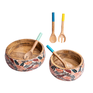 Bol en résine époxy en bois d'acacia Desserts lors d'occasions spéciales Bol en bambou fini naturel Soupe écologique Salade Fruits Servir - Product Image 4