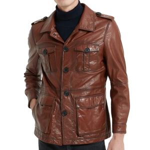 Vente Chaude Blousons en Cuir Style Motard Vintage Américain à Simple Boutonnage en Cuir PU, Vêtements Tendance et Élégants - Product Image 2