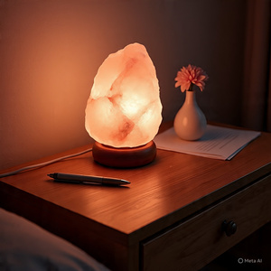 โคมไฟเกลือหินหิมาลัยแท้สีชมพูแกะสลักอย่างสวยงามของตกแต่งบ้านสำหรับห้องใดๆงานฝีมือธรรมชาติบริสุทธิ์ - Product Image 2