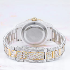Luxury <b>Quartz</b> Moissanite Stainless Steel <b>Watch</b> 5mm Case Thickness Studded Band for <b>Men</b> - Product Image 3
