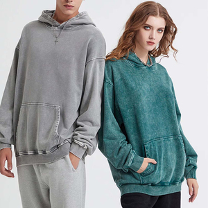 Custom Unisex Pullover Hoodie 400 Gsm Acid <b>Wash</b> 100% Cotton Latest Design Breathable Vintage Style Winter Warmer with OEM Logo - Product Image 6