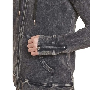 Survêtement de style évasé lavé à l'acide personnalisé pour hommes, pantalon de survêtement à capuche d'hiver avec sérigraphie à motif solide sur des vêtements personnalisés - Product Image 5