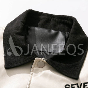 Blouson bombardier université avec manches en cuir véritable et mélange de laine personnalisé - Product Image 3