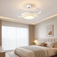 Kipas Angin Plafon Modern Tanpa Baling-Baling dengan Lampu LED 52 Inci 4 Baling-Baling 6 Kecepatan Kontrol Sentuh untuk Kamar Tidur & Ruang Tamu