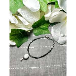 George Rios White Buffalo & Sterling <b>Silver</b> Beaded <b>Bracelet</b> Elegant <b>Bangles</b> - Product Image 3