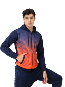 ชุดวอร์มสองชิ้นของผู้ชายมีฮู้ดแบบรูดซิปไล่ระดับสีและกางเกงจ็อกเกอร์ใส่สบายชุดออกกำลังกายสำหรับใส่เล่นกีฬา - Product Image 5