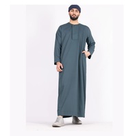 Robe longue blanche thobe islamique pour hommes vente en gros daffah poitrine brodé jubba haramain arabe thobes musulmans en gros respirant