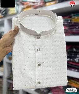 Indian and Pakistani Style Fancy Jequard Fabric <b>Kurta</b> and Cotton Pyjama with Sequins Work with Plus Size Available for <b>Mens</b> Wear - Product Image 6