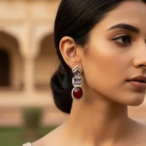 Boucles d'oreilles pendantes en argent 925 avec pierres précieuses pour femmes, bijoux fantaisie tendance - Product Image 2