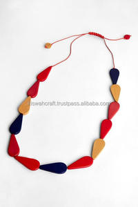 Dernière main Orange blanc perle demi en bois et résine collier de perles couleur naturelle chaînes cadeaux mariages fêtes religieuses utiliser - Product Image 6