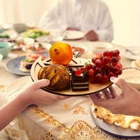 Support à dessert en bois, plateau de service pour fête de l'Eid Mubarak, décoration de table pour la présentation des aliments du Ramadan Kareem