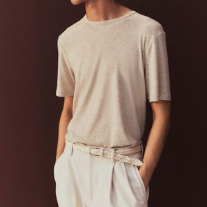 Alta calidad al por mayor en blanco Color liso logotipo personalizado cómodo cuello redondo 100% algodón para hombres - Product Image 6