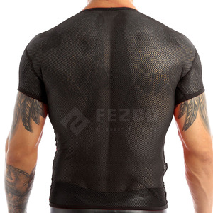 Customize Wholesale Price Comfortable Breathable Letter Pattern Knitted Mesh T-Shirt for Men New Arrival Casual Short Sleeve - Product Image 3