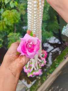 Rose Pearl String Flower Garland Floral Wedding Decoration Wall Hanging Outdoor Event Theme Party Function Festival Backdrop - Product Image 3