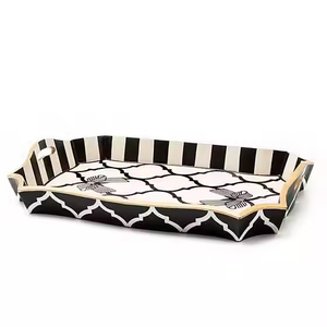 Nouveau design fait à la main plateau imprimé en bois de manguier émaillé meilleur prix maison cuisine plateau de service forme ovale caractéristique en vrac - Product Image 2