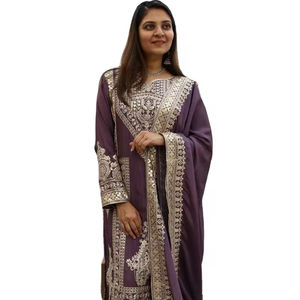 Costume Salwar Kameez en soie de qualité supérieure avec broderie, entièrement cousu, tenue de soirée, robe traditionnelle pakistanaise - Product Image 1