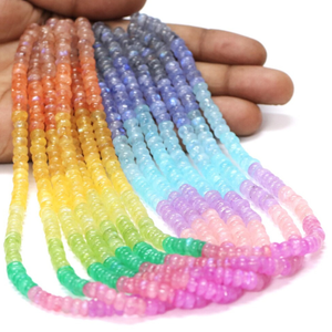 Perles rondes lisses en quartz arc-en-ciel naturel, 5-8 mm, multicolores, longueur de brin de 7,5/15 pouces pour la fabrication de bijoux - Product Image 1