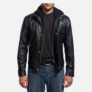 Veste en cuir pour homme de qualité supérieure, couleur personnalisée, col rabattu, fermeture éclair, veste en cuir directement de l'usine, faible MOQ - Product Image 1