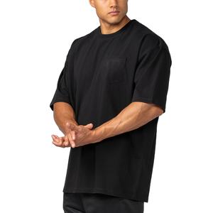 Camisetas de diseño personalizado, camiseta para hombre, camiseta lisa, ropa de calle, Camiseta de algodón pesado con cuello redondo y costilla de gran tamaño para hombre con bolsillo - Product Image 1