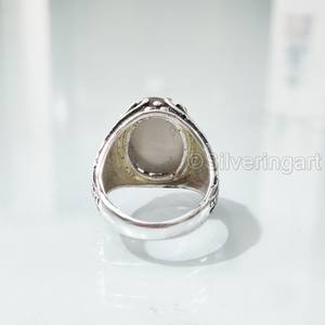 Nouvelle Arrivée Bague pour Homme en Argent Sterling 925 avec Pierre de Lune Grise Naturelle, Pierre de Naissance de Juin, Bijou Cadeau d'Anniversaire Arabe - Product Image 6