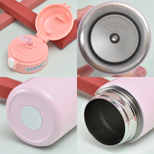 Tasse thermos isotherme en acier inoxydable Kawaii Cartoons Flacon à vide pour café, thé, lait, voyage, paille, ours mignon - Product Image 2