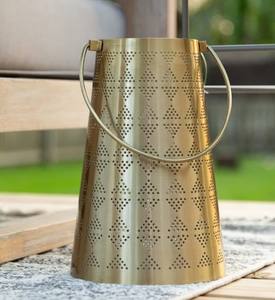 Metal Iron <b>Set</b> of 2 Handmade <b>Lanterns</b> with Dots Etched Design for Home Decoration - Product Image 1