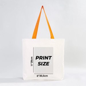 Bolsa de Playa Personalizada de Lona de Algodón de 19 x 16 x 4 Pulgadas (48 x 41 x 10 cm), 10 oz, con Asas Naranjas, Duradera, Reciclable, Tamaño Mediano, con Letras - Product Image 3