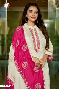 ผ้าไหมดูล่าลำลองกับกางเกง jacquard kurti และ dupatta ผู้ผลิตและผู้จัดจำหน่ายจาก surat ในราคาที่ถูก - Product Image 2