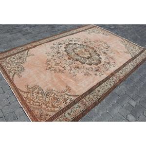 5.9x8.6 ft Rug, Turkish Vintage Large Rug, <b>Brown</b> <b>Wool</b> Rug - Product Image 3