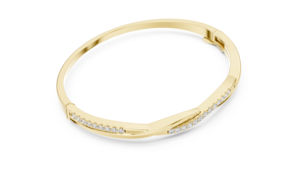 Bracelet de mariage en or jaune 14 carats avec diamant rond de laboratoire pour femme, cadeau de luxe certifié pour mariage ou anniversaire, élégant - Product Image 2