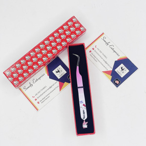 แหนบต่อขนตาปลายโค้งแบบมืออาชีพ Hello Kitty สีน้ำเงินเคลือบผงขัดเงา สแตนเลสสตีล รับทำโลโก้ - Product Image 6