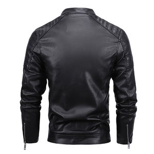 Veste en cuir PU tendance pour homme, veste de moto pour homme, veste en cuir de qualité épaisse et chaude pour l'hiver - Product Image 6